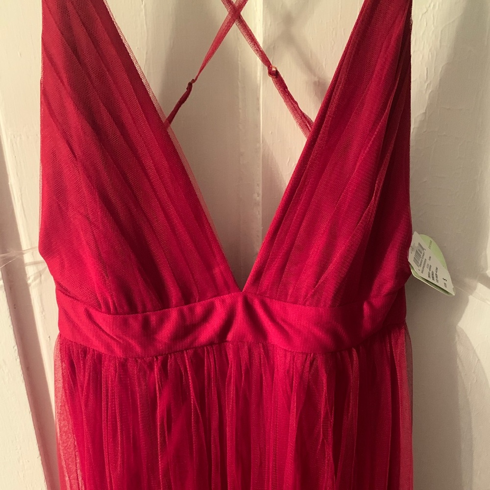 Low cut, full length formal dress